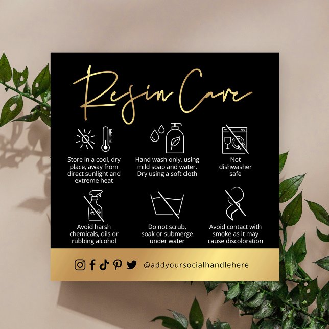 Handbuch zum Pflegeprogramm für Schwarz-Gold-Scrip Quadratische Visitenkarte (Von Creator hochgeladen)