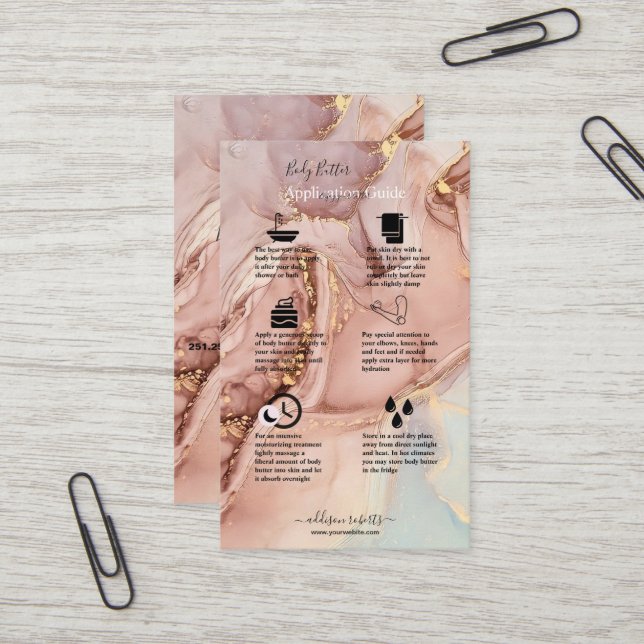 Handbuch zur Anwendung auf dem Bildschirm Rosa Gol Visitenkarte (Vorderseite/Rückseite Beispiel)