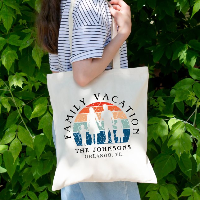 Händchen für Familienurlaub Retro Sun Tragetasche (Family Vacation Holding Hands Retro Sun Tote Bag
)