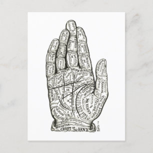 "Handdiagramm" für Palmlesen / Palmitistik Postkarte