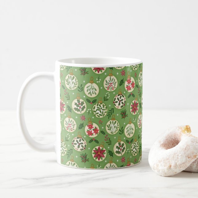 HandDrawn Christmas Ornament Coffee Mug Kaffeetasse (Mit Donut)