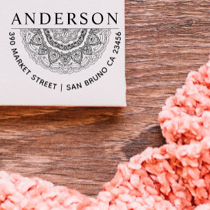 Handdrawn Mandala-Familienname-runde Permastempel