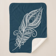 Handdrawn peacock feather in henna style