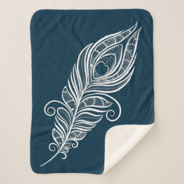 Handdrawn peacock feather in henna style sherpadecke