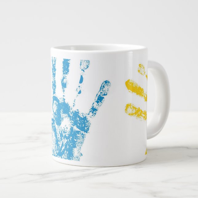 Handdrucke für Kinder in Farbe Jumbo-Tasse (Vorderseite Rechts)