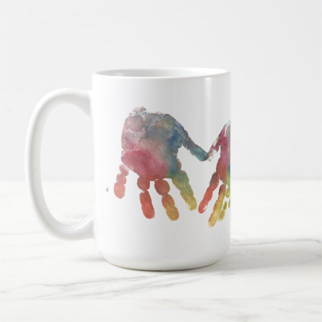 Handdrucke Herz Niedliches Kleinkind Baby Foto Kaffeetasse (Links)