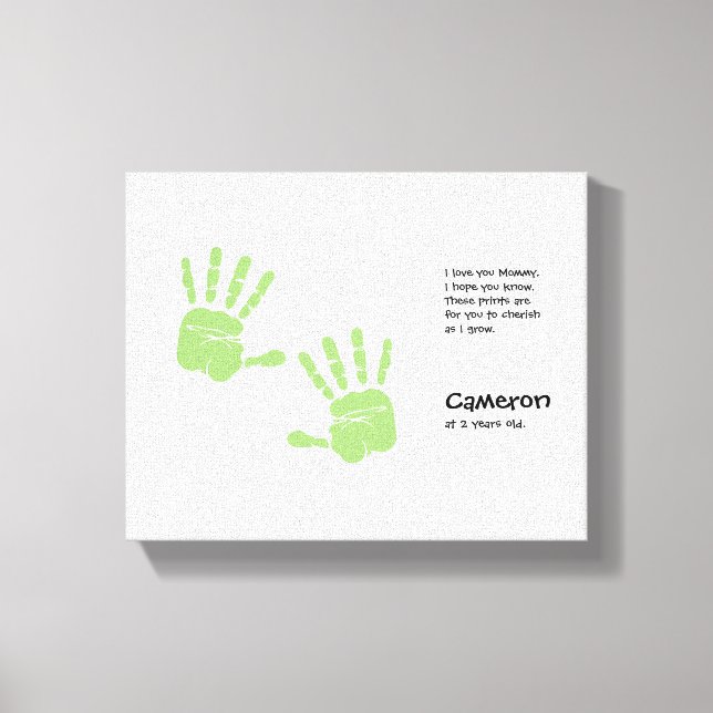 Handdruckkunst von Kind mit Namen, Gedicht Leinwanddruck (Vorderseite)