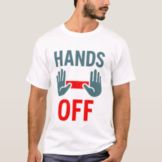 Hände aus - Achtung des persönlichen Raumes und de T-Shirt