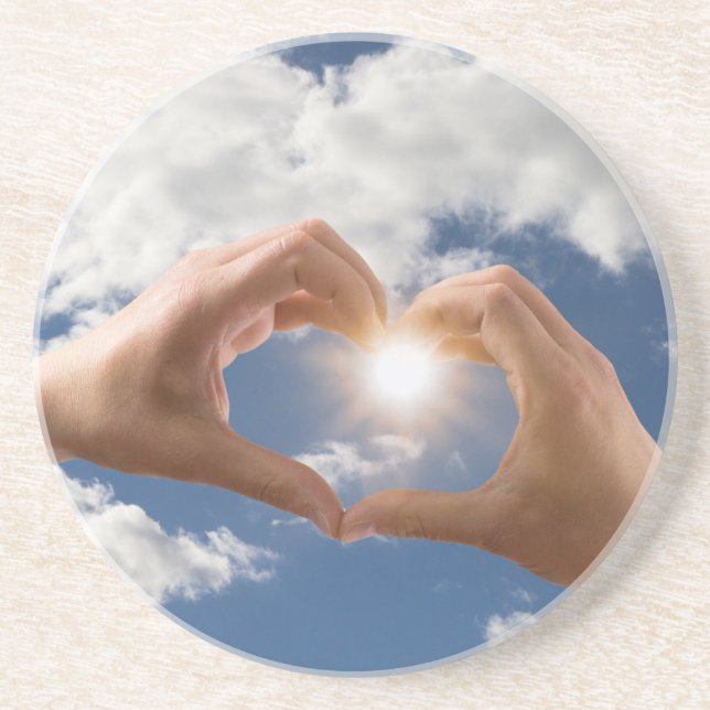 Hände der Liebe Sandstein Untersetzer (Vorne)