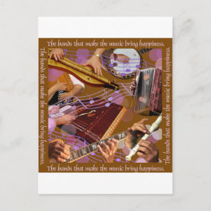 Hände, die die Musik machen ..Glück machen (braun) Postkarte