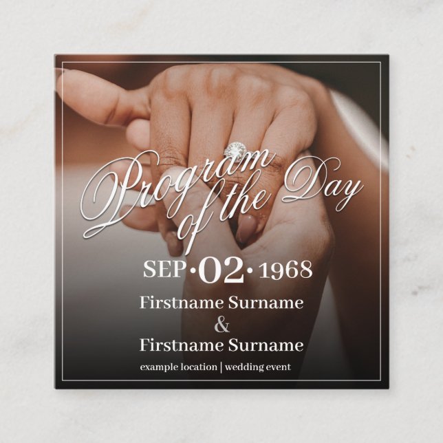 Hände eines farbigen Ehepaares mit Ring Begleitkarte (Vorderseite)