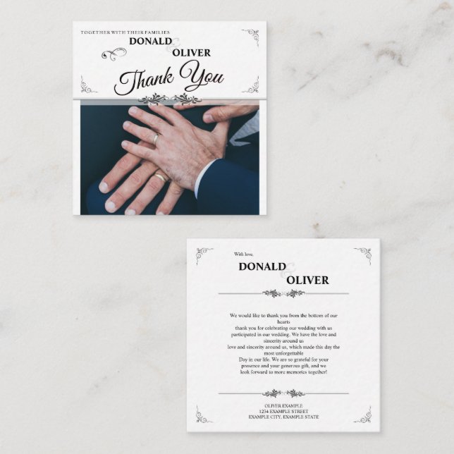 Hände eines homosexuellen Ehepaares mit Rings Begleitkarte (Vorne/Hinten)