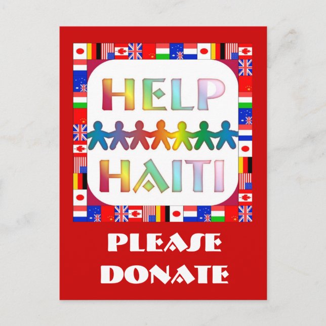 Hände für Haiti - Bitte spenden Postkarte (Vorderseite)