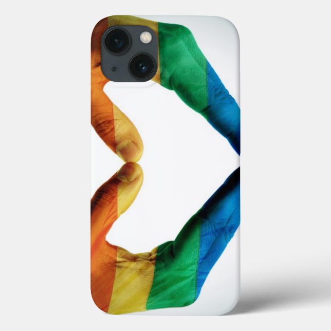Hände gemalt als Regenbogen-Herz Case-Mate iPhone Hülle (Rückseite)