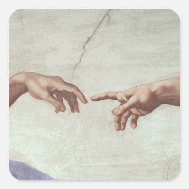 Hände Gottes und Adams Quadratischer Aufkleber (Vorderseite)