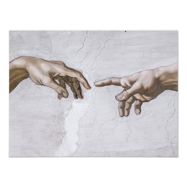 Hände Gottes und Adams von Michelangelo Fotodruck (Vorne)