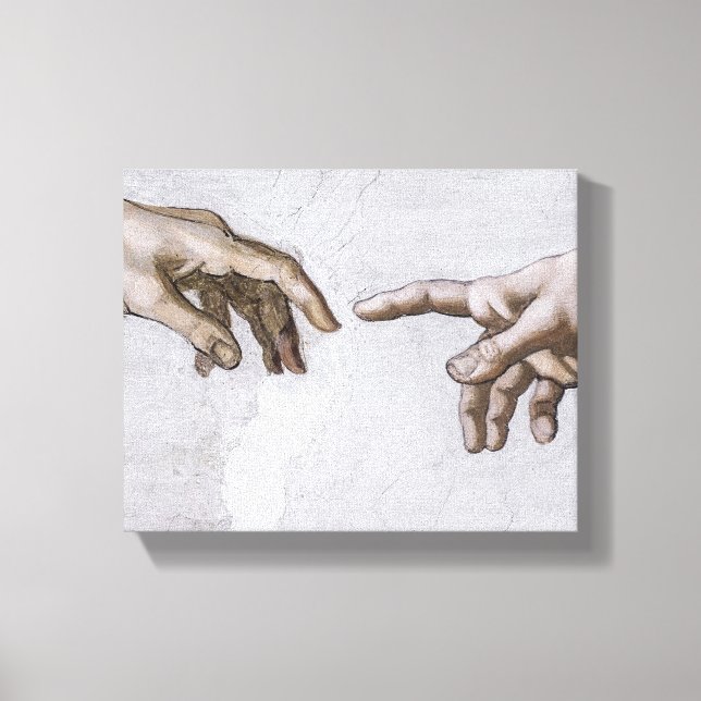 Hände Gottes und Adams von Michelangelo Leinwanddruck (Vorderseite)