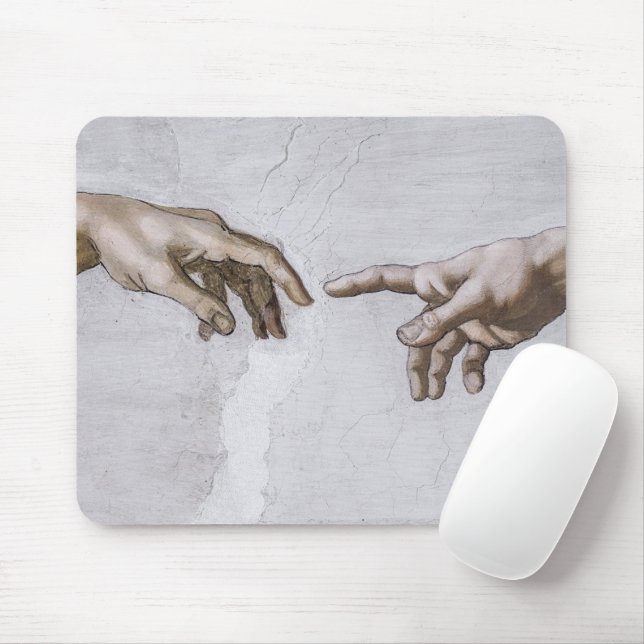 Hände Gottes und Adams von Michelangelo Mousepad (Mit Mouse)
