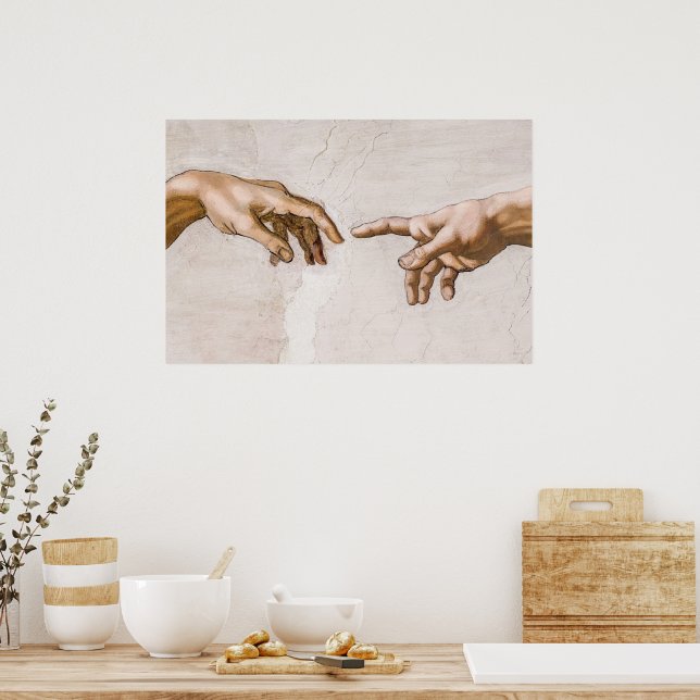 Hände Gottes Vater und Adam von Michelangelo Poster (Küche)