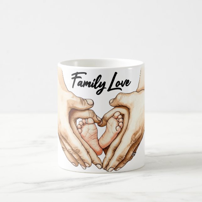 Hände halten Babyfüße Kaffeetasse (Mittel)
