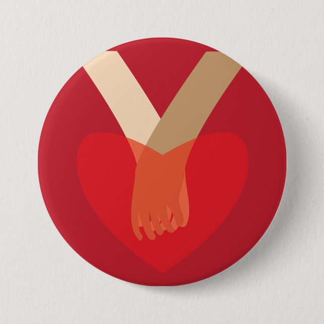 Hände halten button (Vorderseite)