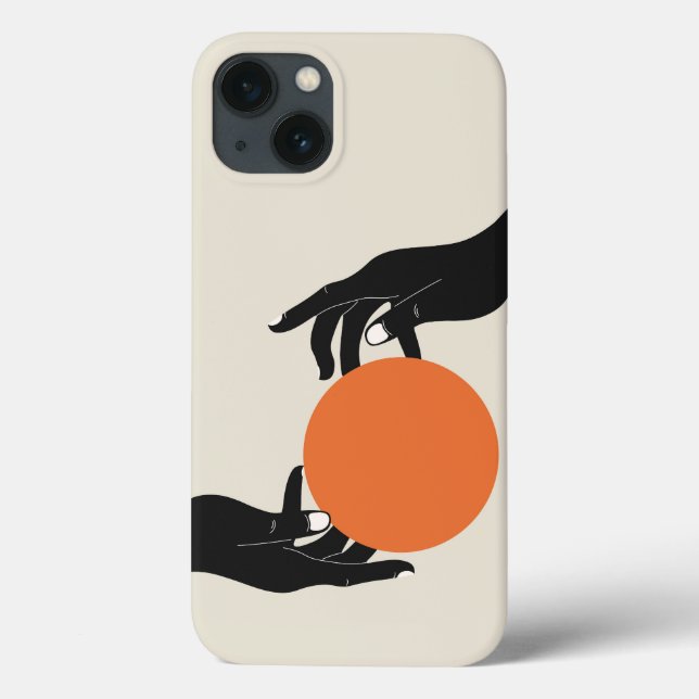 Hände halten die Sonne. Retro-Design Case-Mate iPhone Hülle (Rückseite)