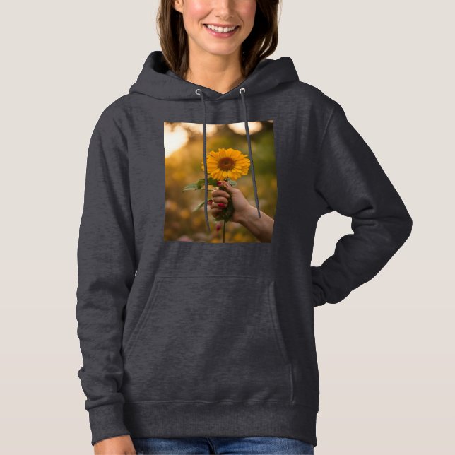 Hände Halten einer Blume Frauengestalt Hoodie (Vorderseite)