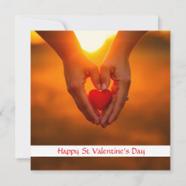 Hände halten Herzwärme Bokeh Valentine Feiertagskarte