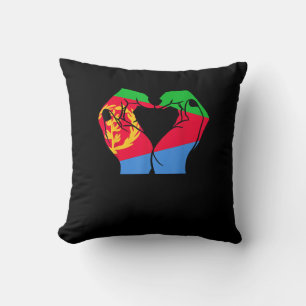 Hände Herz mit eritreischer Flagge Kissen