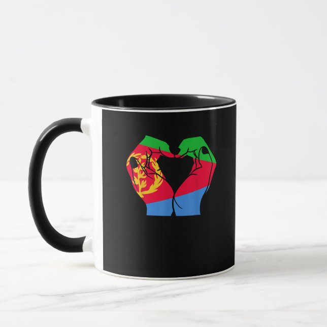 Hände Herz mit eritreischer Flagge Tasse (Links)