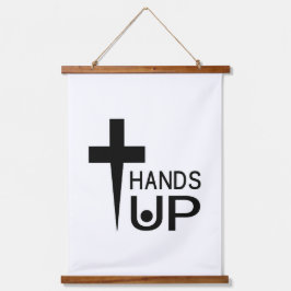 Hände hoch wandteppich mit holzrahmen