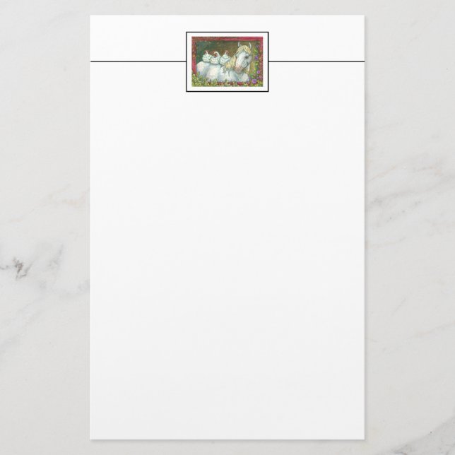 HÄNDE IM STABILEN, PFERD & CHICKENS STATIONERY BRIEFPAPIER (Vorderseite)