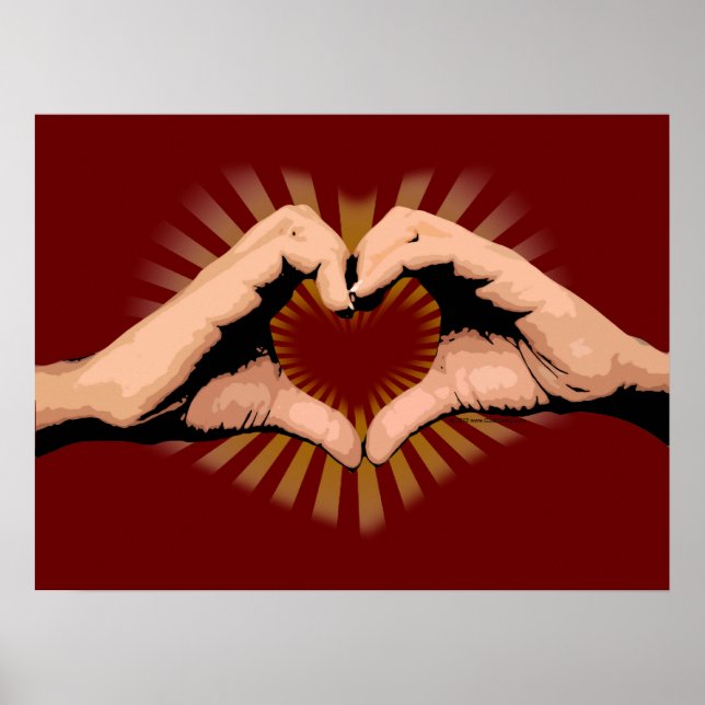 Hände in der Form eines Herzens, Liebe-Design Poster (Vorne)