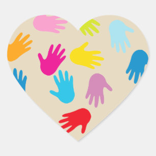 Hände in der ganzen Welt Herz-Aufkleber