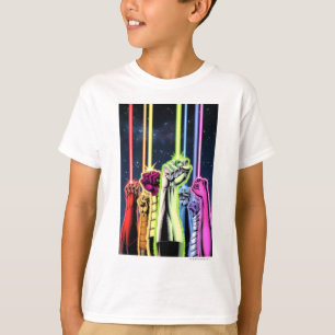 Hände in der Luft mit Ringen - Farbe T-Shirt