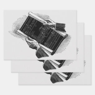 Hände mit architektonischen Blaupausen, Vintage-Ge Geschenkpapier Set