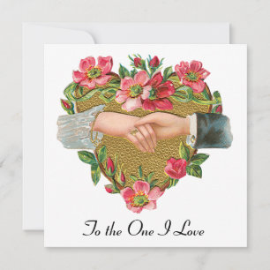 Hände mit Blume, Vintager Viktorianischer Valentin Feiertagskarte
