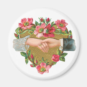 Hände mit Blume, Vintager Viktorianischer Valentin Magnet