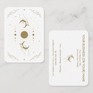 Hände mit Moons Tarot Psychische Visitenkarte