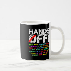 Hände spielen Protest der Sozialversicherung Kaffeetasse