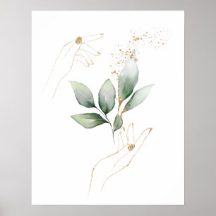 Hände und Blätter Drucken, Wertepapier (Matte) Poster