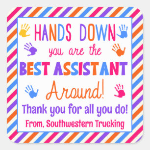 Hände unten sind die besten Assistenten Quadratischer Aufkleber