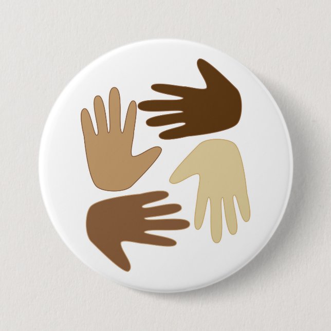 Hände verschiedener ethnischer Gruppen Button (Vorderseite)