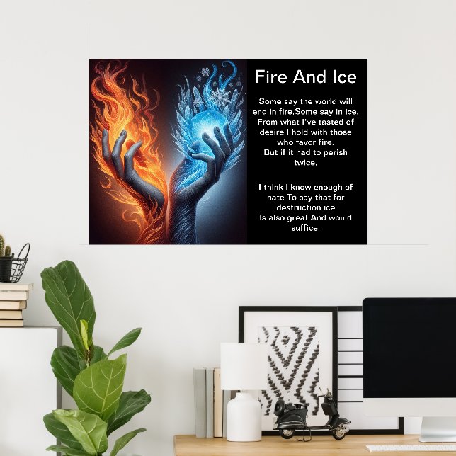 Hände von Feuer und Eis Poster (Heimbüro)