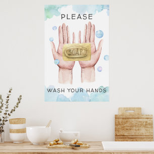 Hände waschen Aquarellbilder Poster