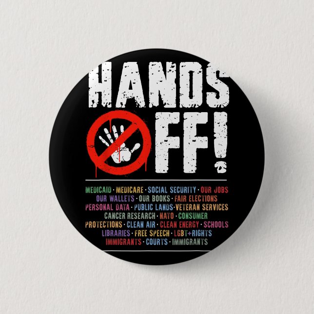 Hände weg Protest Sozialversicherung und Medicare  Button (Vorderseite)