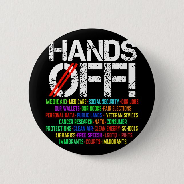Hände weg Protest Sozialversicherung und Medicare  Button (Vorderseite)