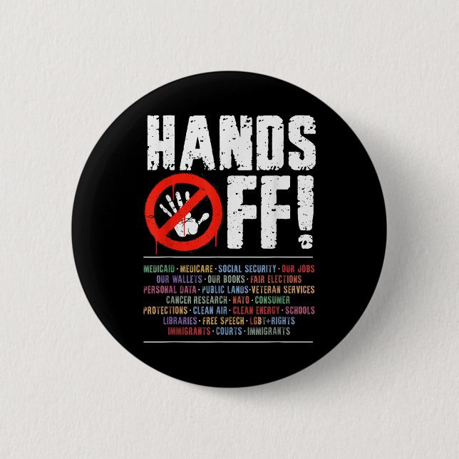 Hände weg Protest Sozialversicherung und Medicare  Button (Vorderseite)