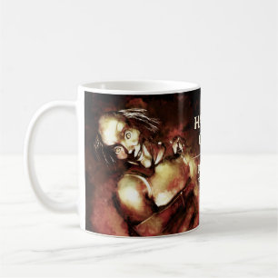Hände weg! Trink, wenn du es wagst. Funny mad clow Kaffeetasse