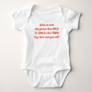 Hände weg vom Baby! "Blick aber tun nicht Touch" Baby Strampler